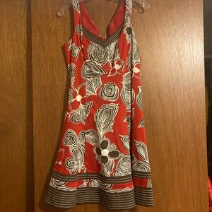 Nine West A-line Tank Dress, brown and red floral